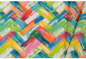 Katoen Stof Digitale Print - Zigzag Expressie