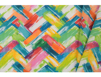 Katoen Stof Digitale Print - Zigzag Expressie