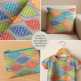 Katoen Stof Digitale Print - Retro Blaadjes Rhythm