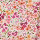 Wafelkatoen Piqué Stof - Gebroken Wit met Roze Bloemen