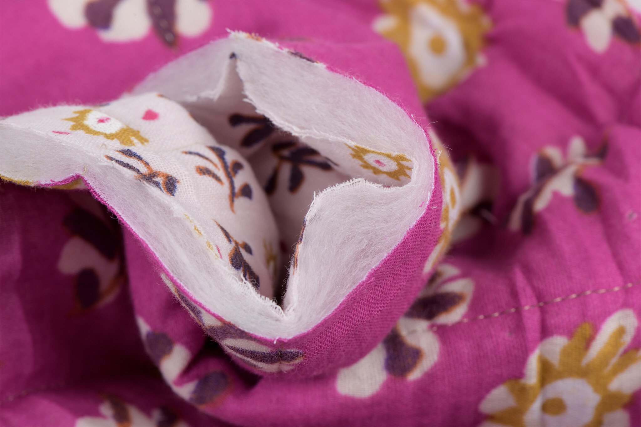 Double Gauze Matelassé Stof - Daia - Fuchsia & Ecru - Bloemen