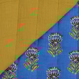 Double Gauze Matelassé Stof - Esha - Blauw & Oker - Bloemen