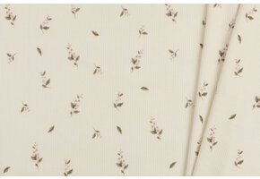 Rib Jersey Stof - Roze Klassieke Bloem