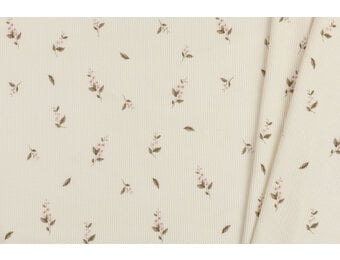 Rib Jersey Stof - Roze Klassieke Bloem