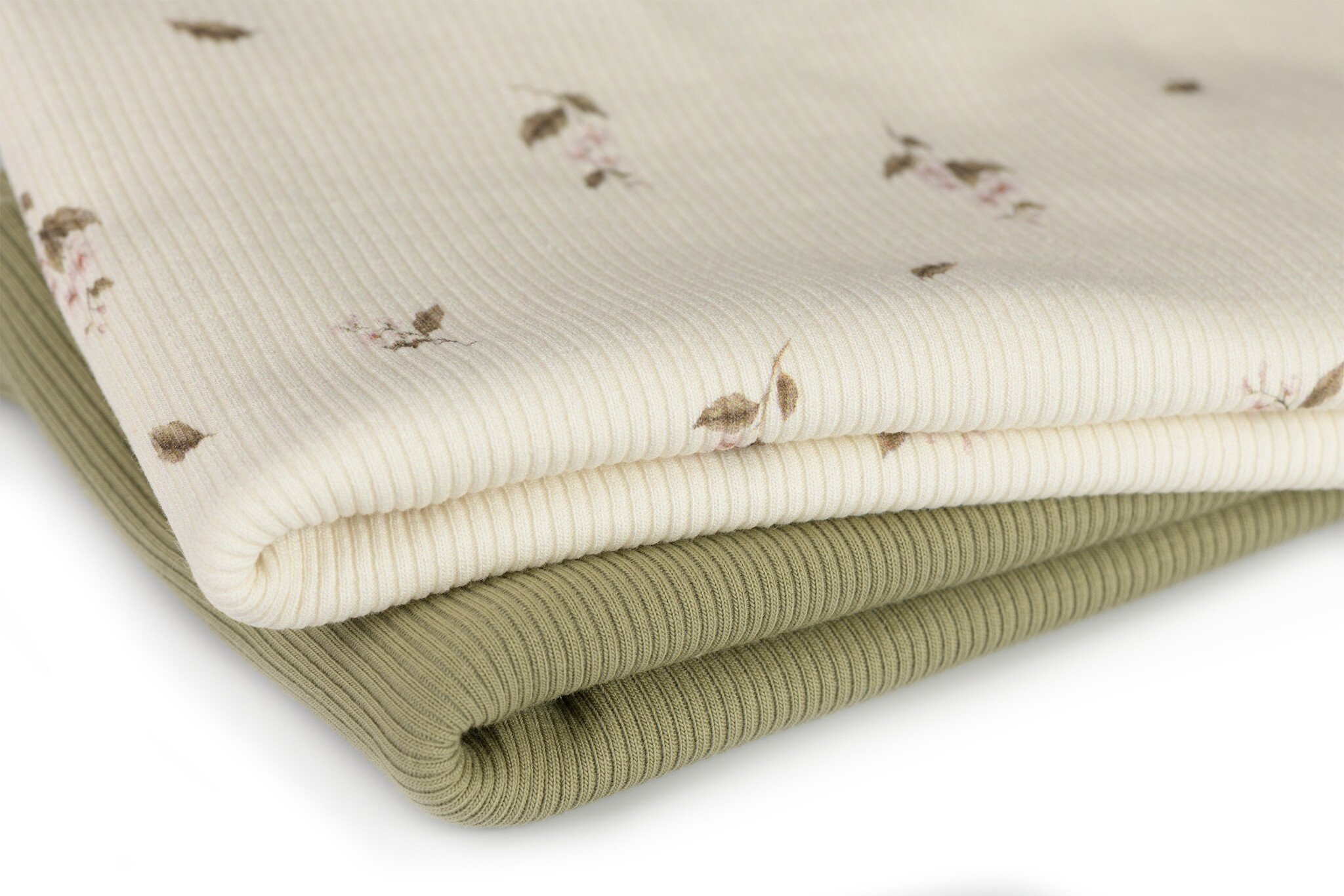 Rib Jersey Stof - Roze Klassieke Bloem