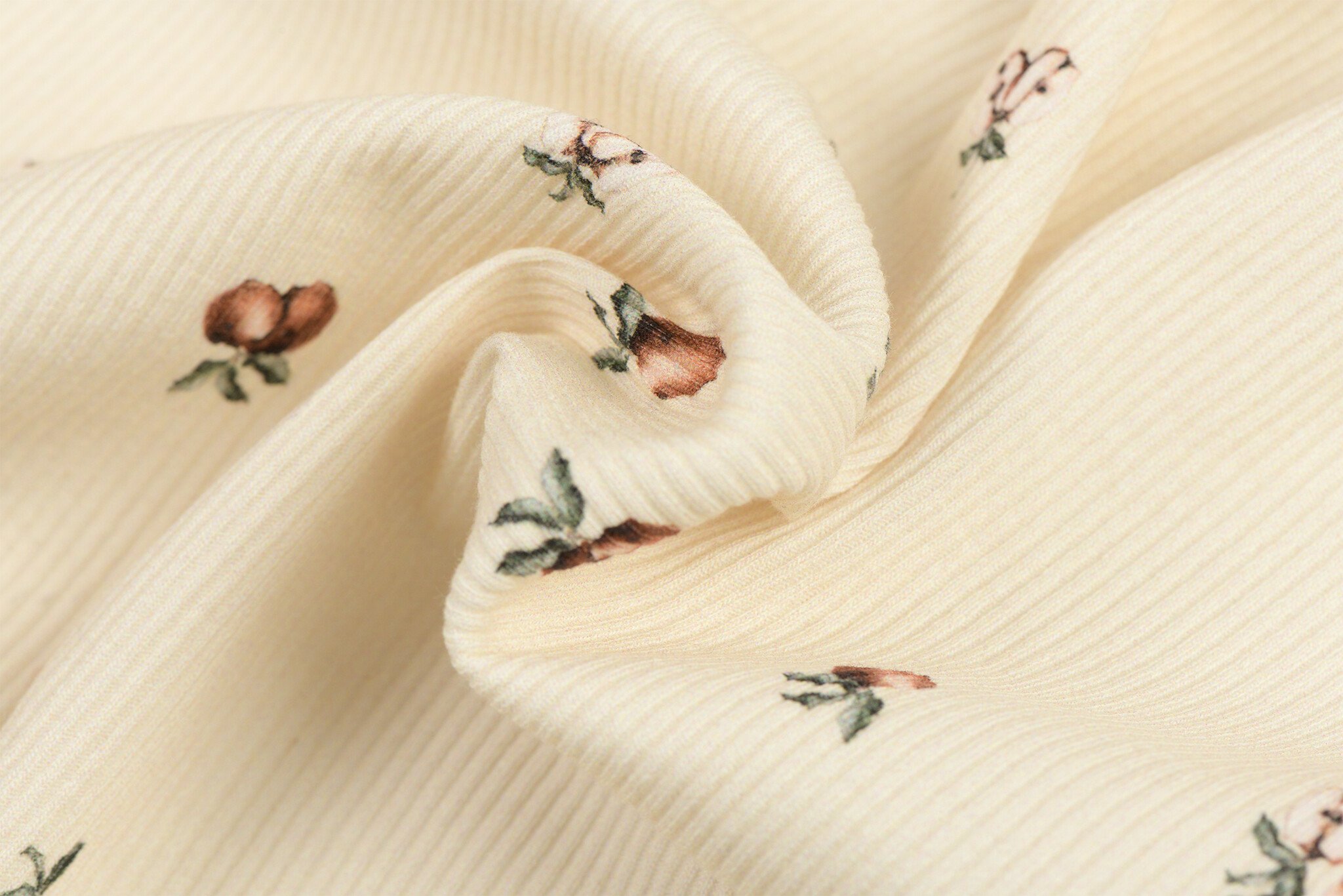 Rib Jersey Stof - Vintage Appel Beige