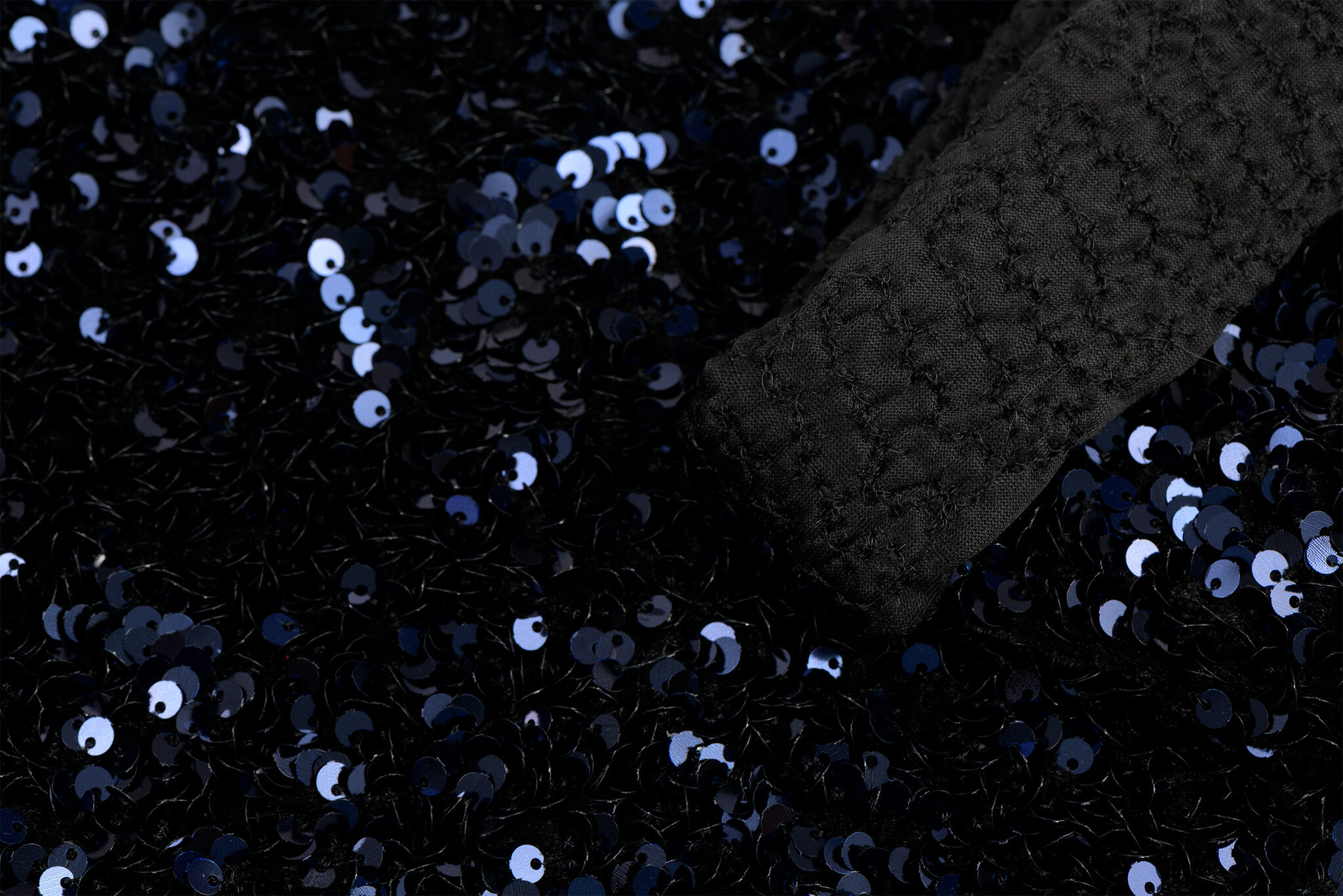 Pailletten stof donkerblauw