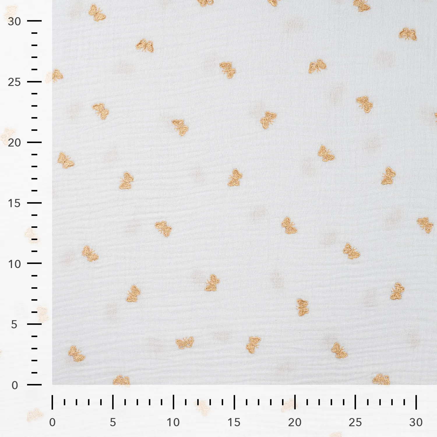 Hydrofiel Stof Embroidery Vlinders - Goud