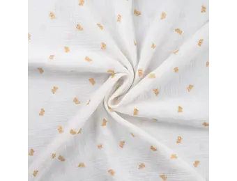 Hydrofiel Stof Embroidery Vlinders - Goud