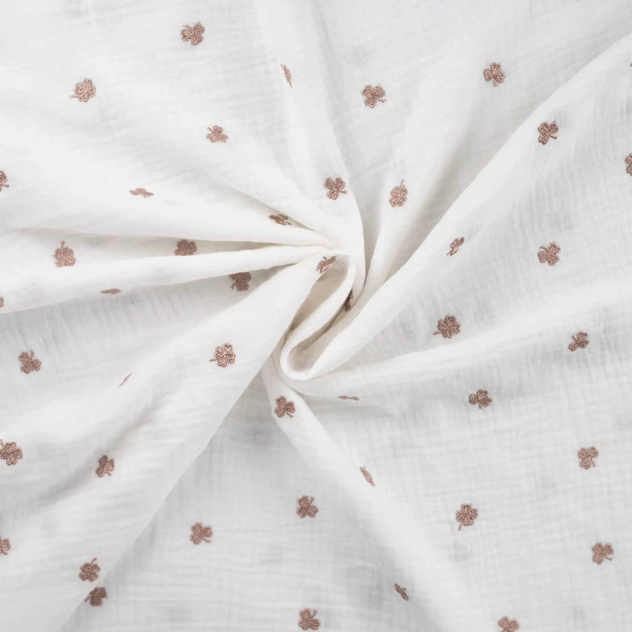 Hydrofiel Stof Embroidery Klavertjes - Brons