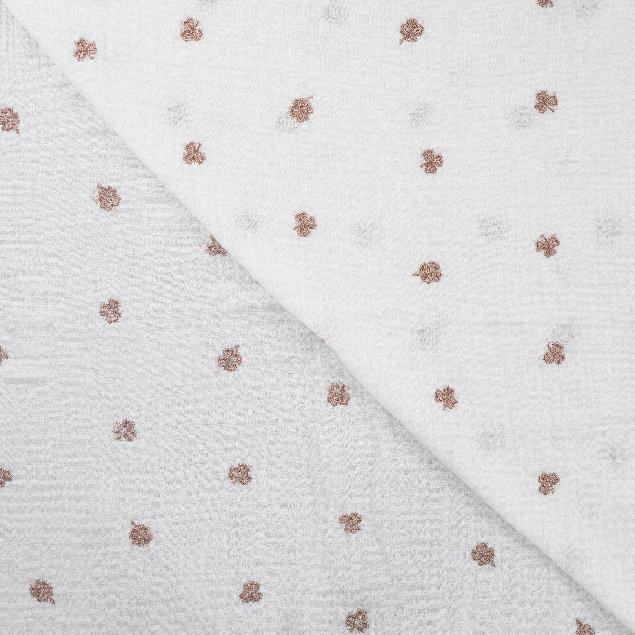 Hydrofiel Stof Embroidery Klavertjes - Brons