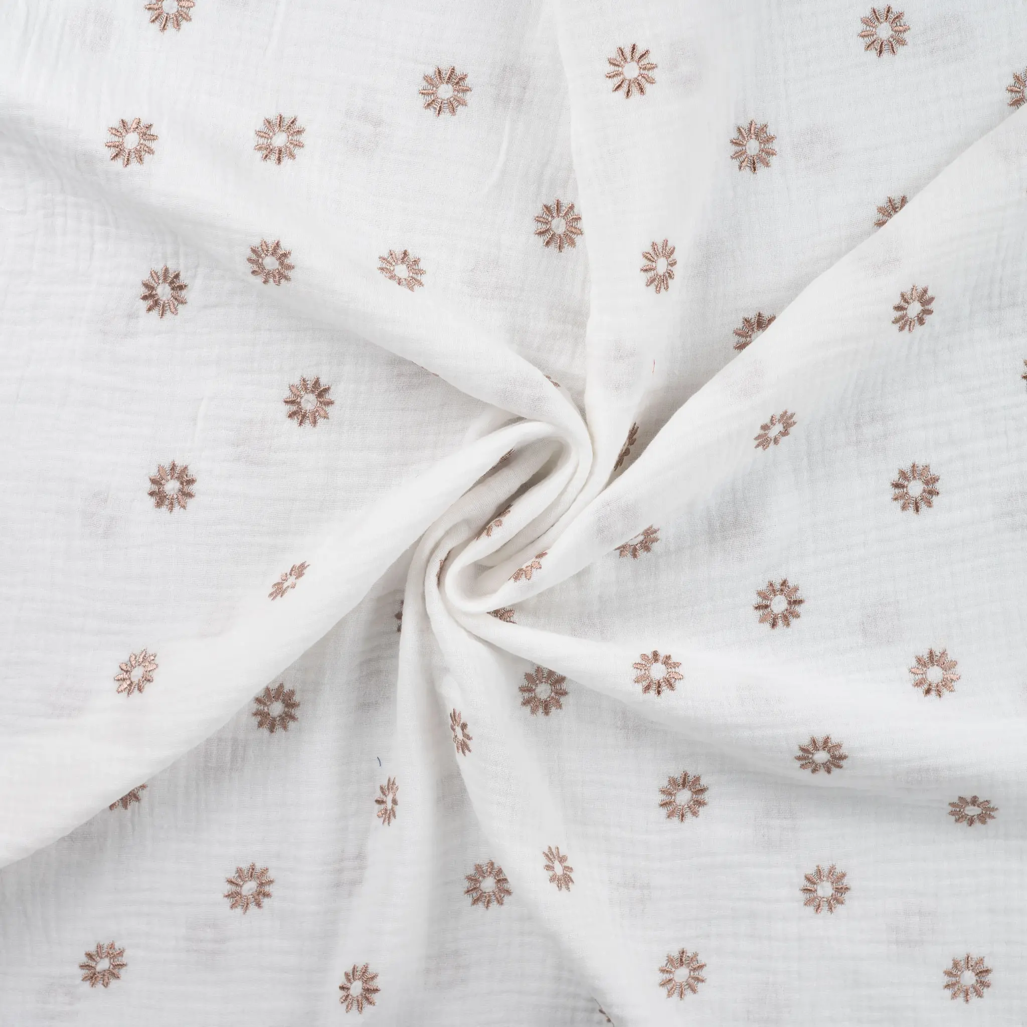 Hydrofiel Stof Embroidery Zonnebloemen - Brons