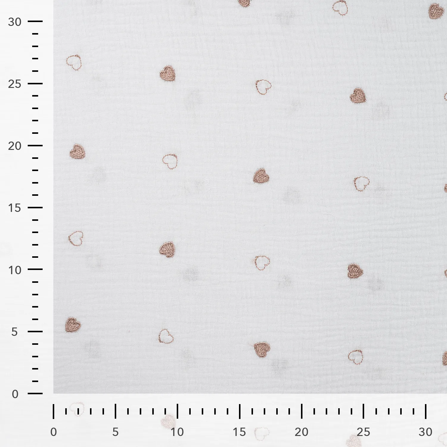 Hydrofiel Stof Embroidery Hartjes - Brons