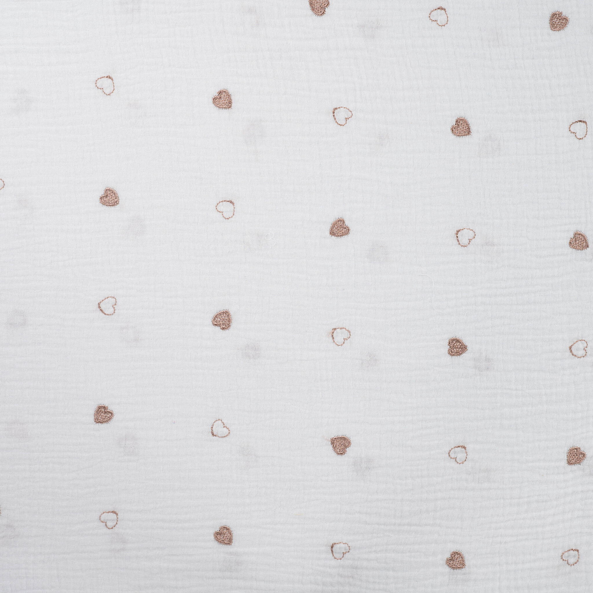 Hydrofiel Stof Embroidery Hartjes - Brons