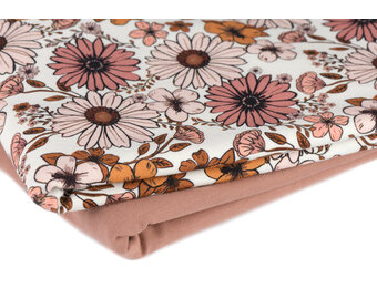 Jersey Katoen Digitale Print - Vintage Madeliefje Klei Roze