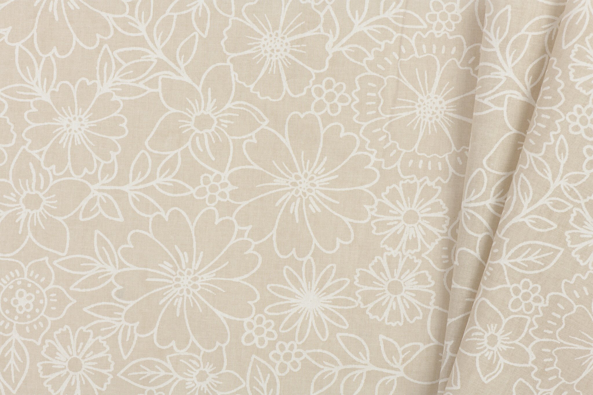 Katoen Poplin Stof Britney - Licht Beige - Off White
