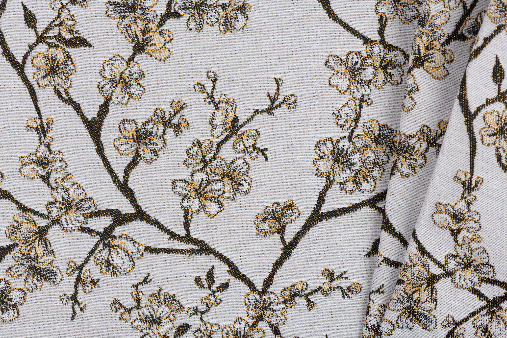 Gobelin Stof Sakura - Crème - Wit