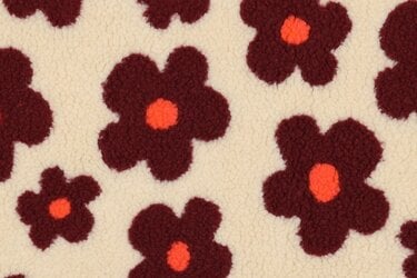 Teddy Stof Bloemen - Beige/Wijnrood