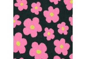 Teddy Stof Bloemen - Bosgroen/Roze