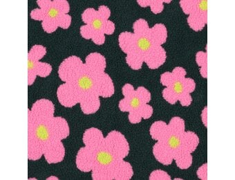 Teddy Stof Bloemen - Bosgroen/Roze