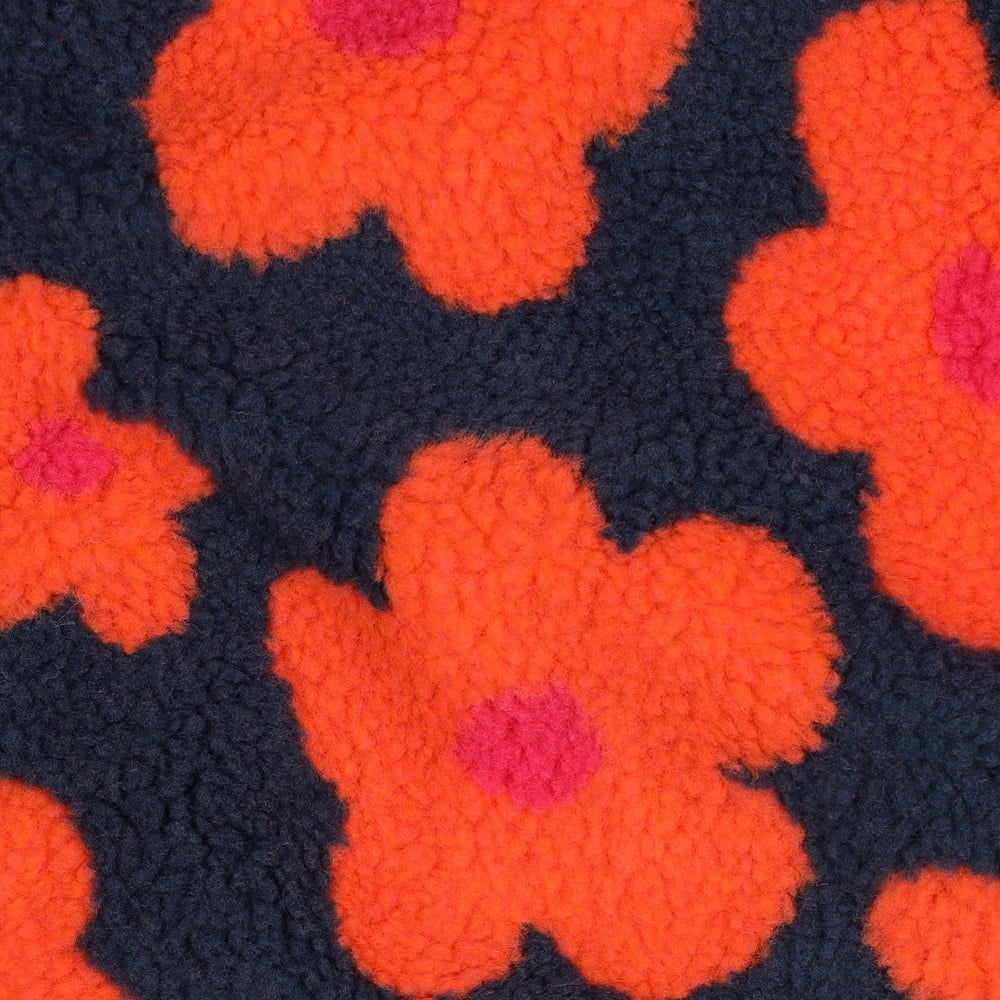 Teddy Stof Bloemen - Navy/Oranje