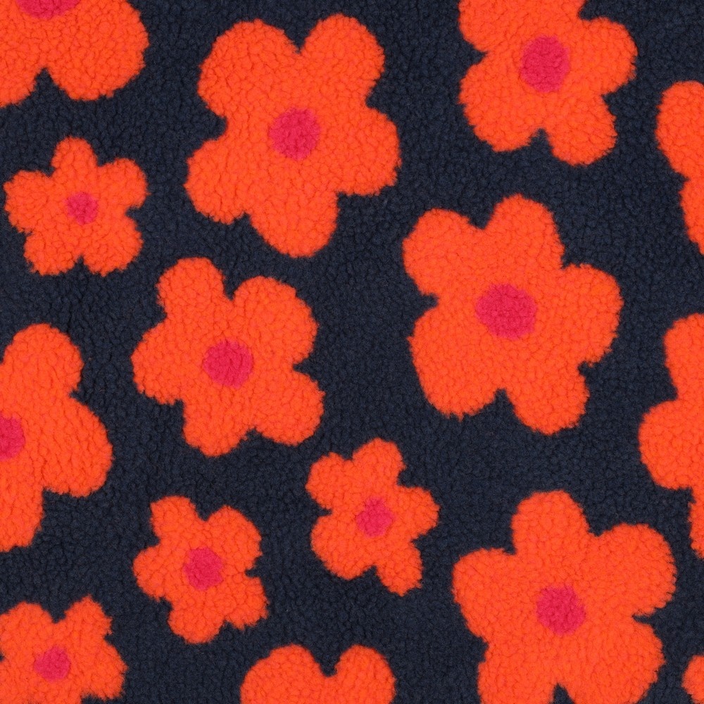 Teddy Stof Bloemen - Navy/Oranje