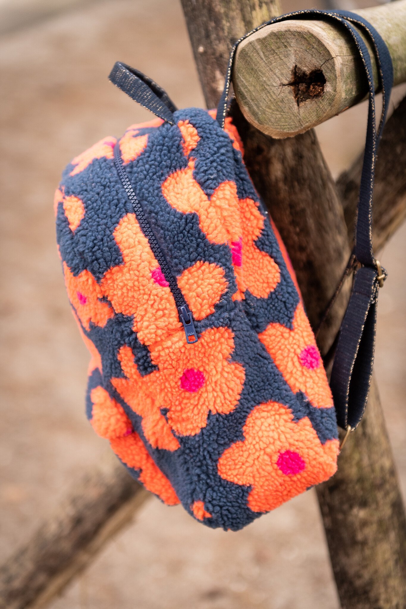 Teddy Stof Bloemen - Navy/Oranje