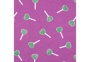 Jersey Katoen Stof Glitter Lollypop - Paars