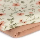 Jersey Katoen Digitale Print - Anjerbloemen Dusty Roze