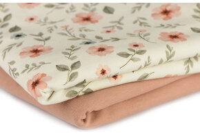 Jersey Katoen Digitale Print - Anjerbloemen Dusty Roze