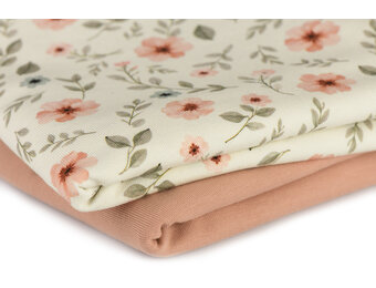 Jersey Katoen Digitale Print - Anjerbloemen Dusty Roze
