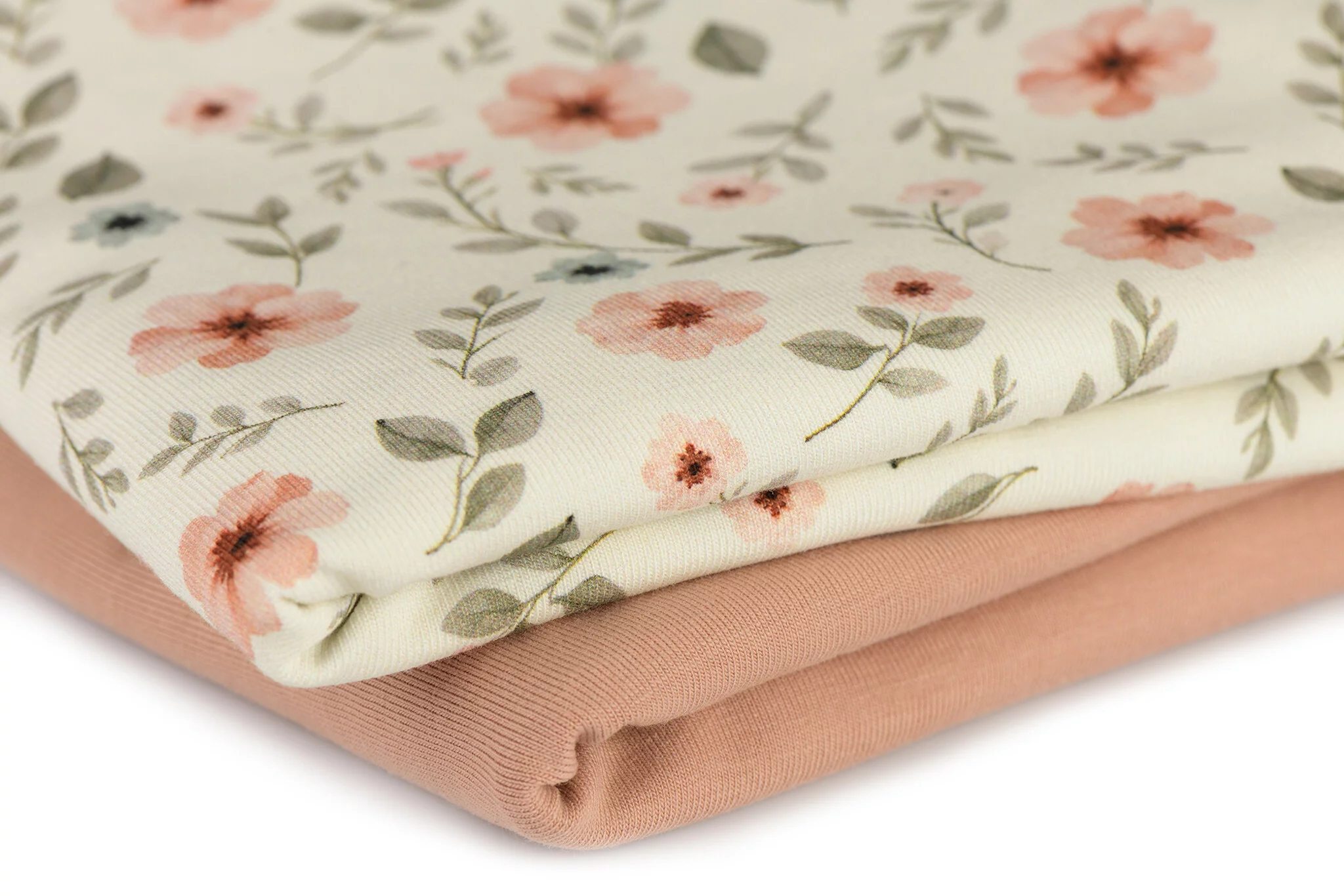 Jersey Katoen Digitale Print - Anjerbloemen Dusty Roze