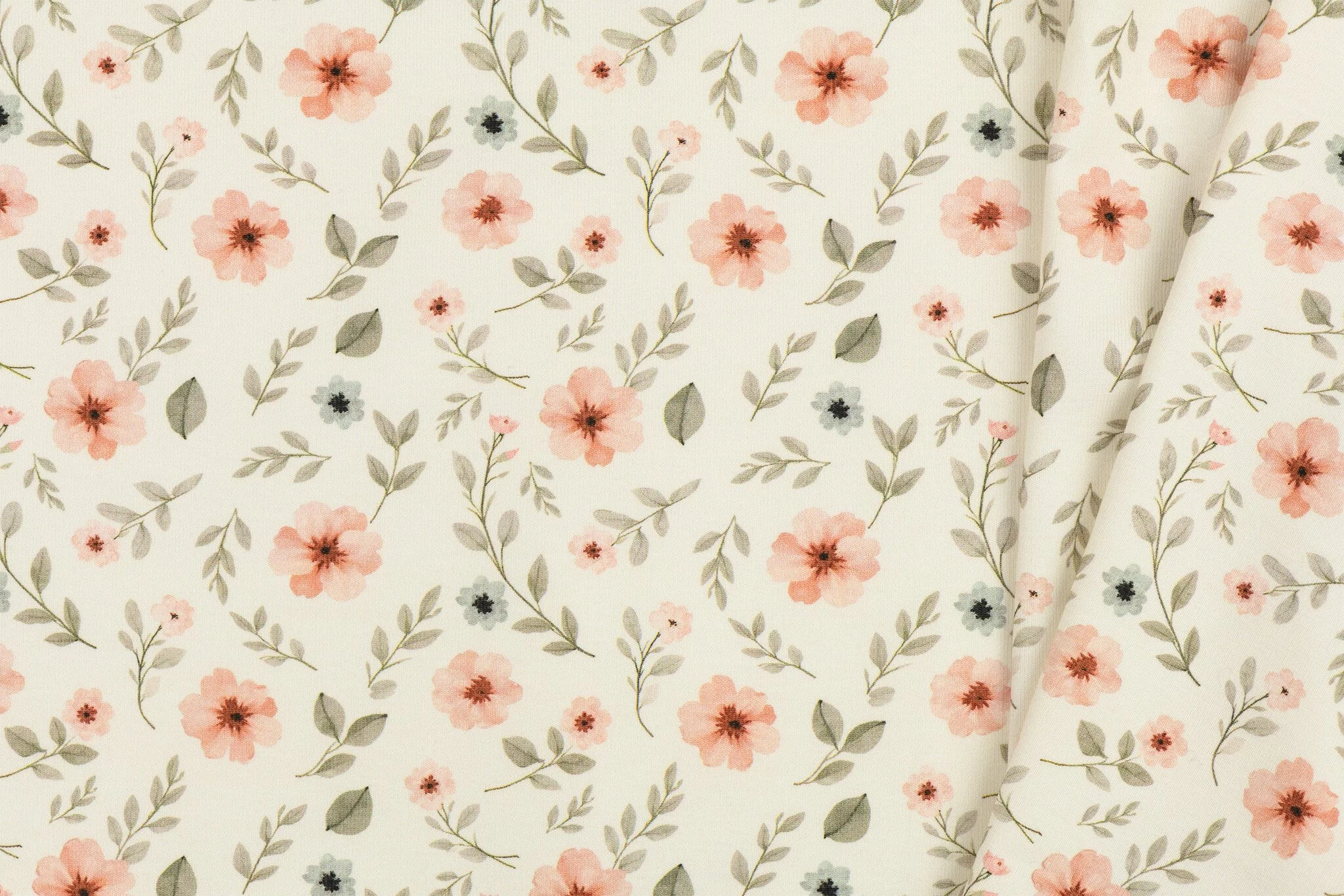 Jersey Katoen Digitale Print - Anjerbloemen Dusty Roze