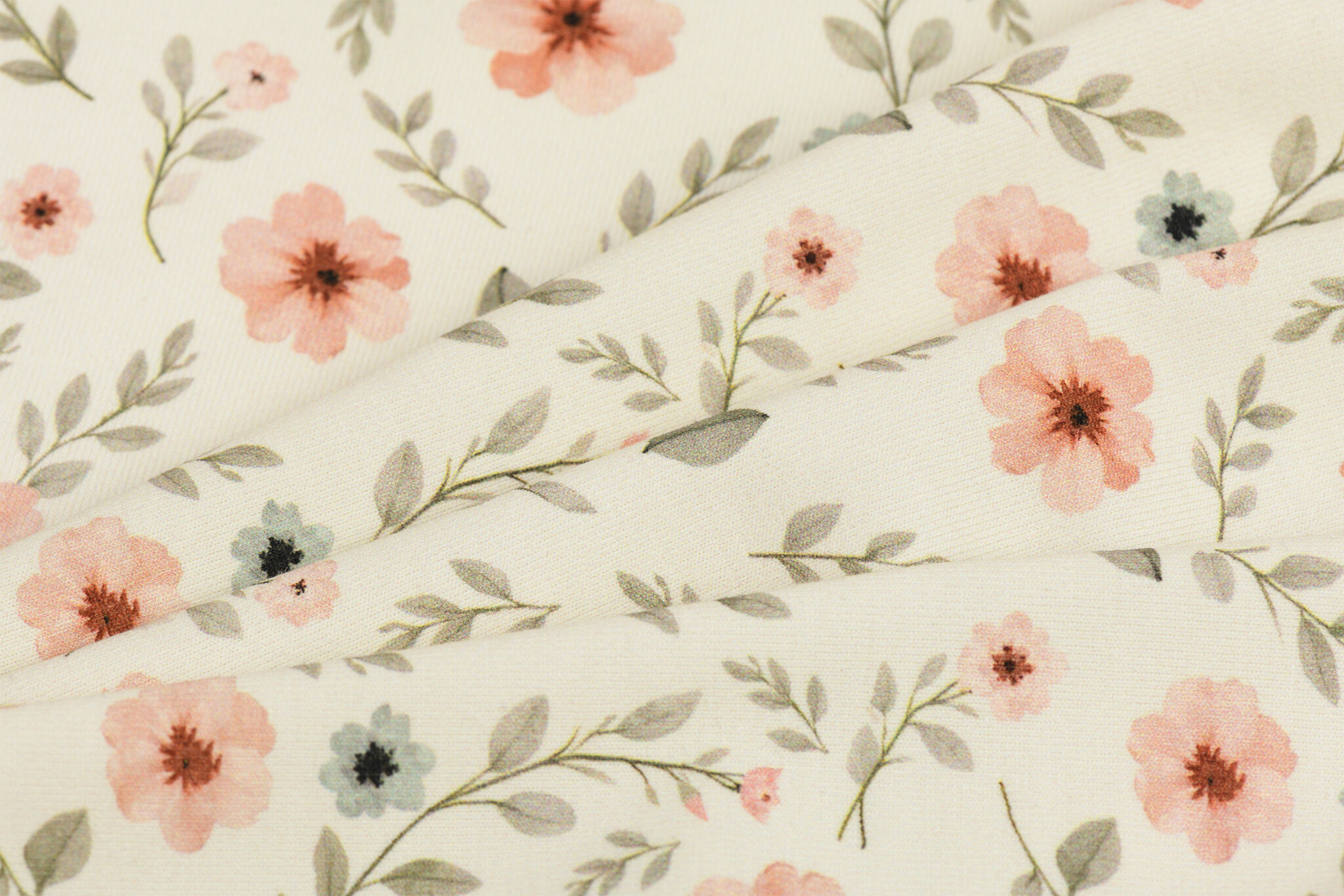 Jersey Katoen Digitale Print - Anjerbloemen Dusty Roze