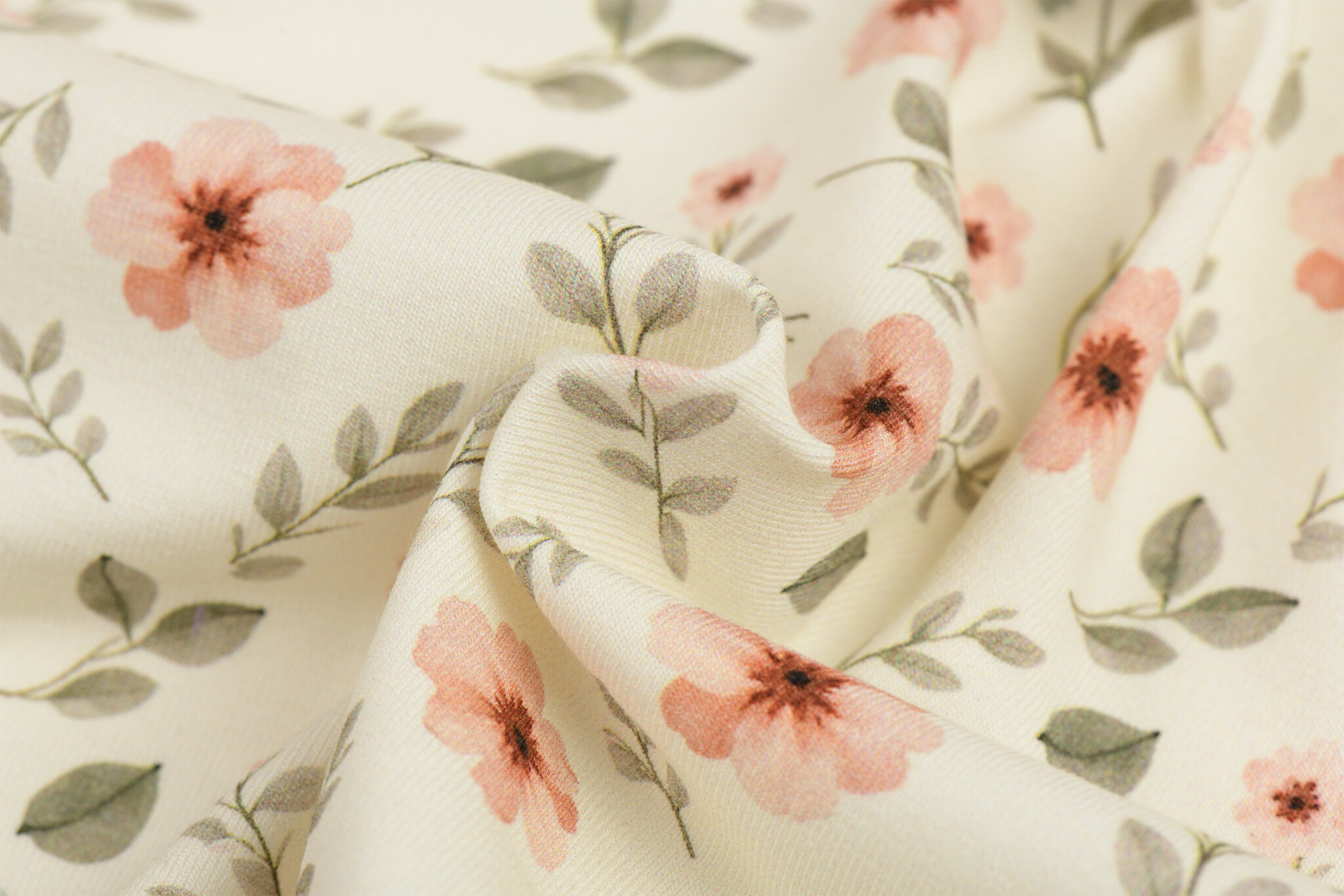 Jersey Katoen Digitale Print - Anjerbloemen Dusty Roze