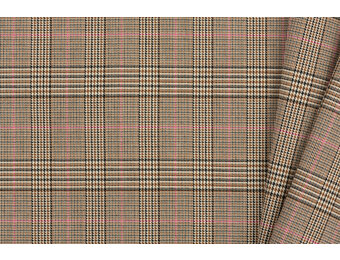 Schotse Ruit Stof Stretch - Camel Roze