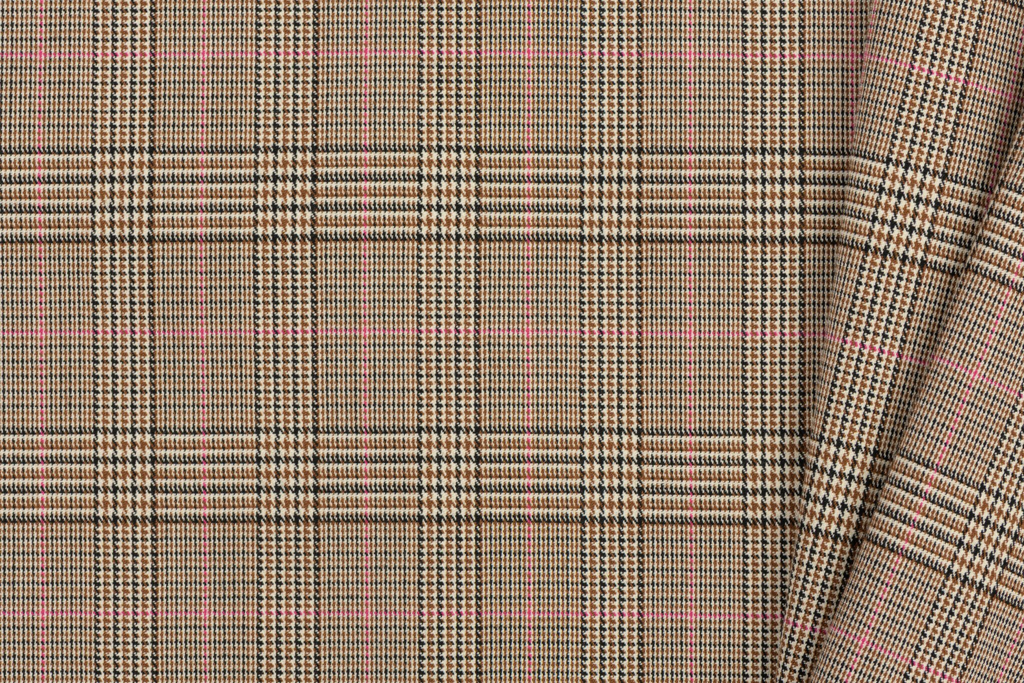 Schotse Ruit Stof Stretch - Camel Roze