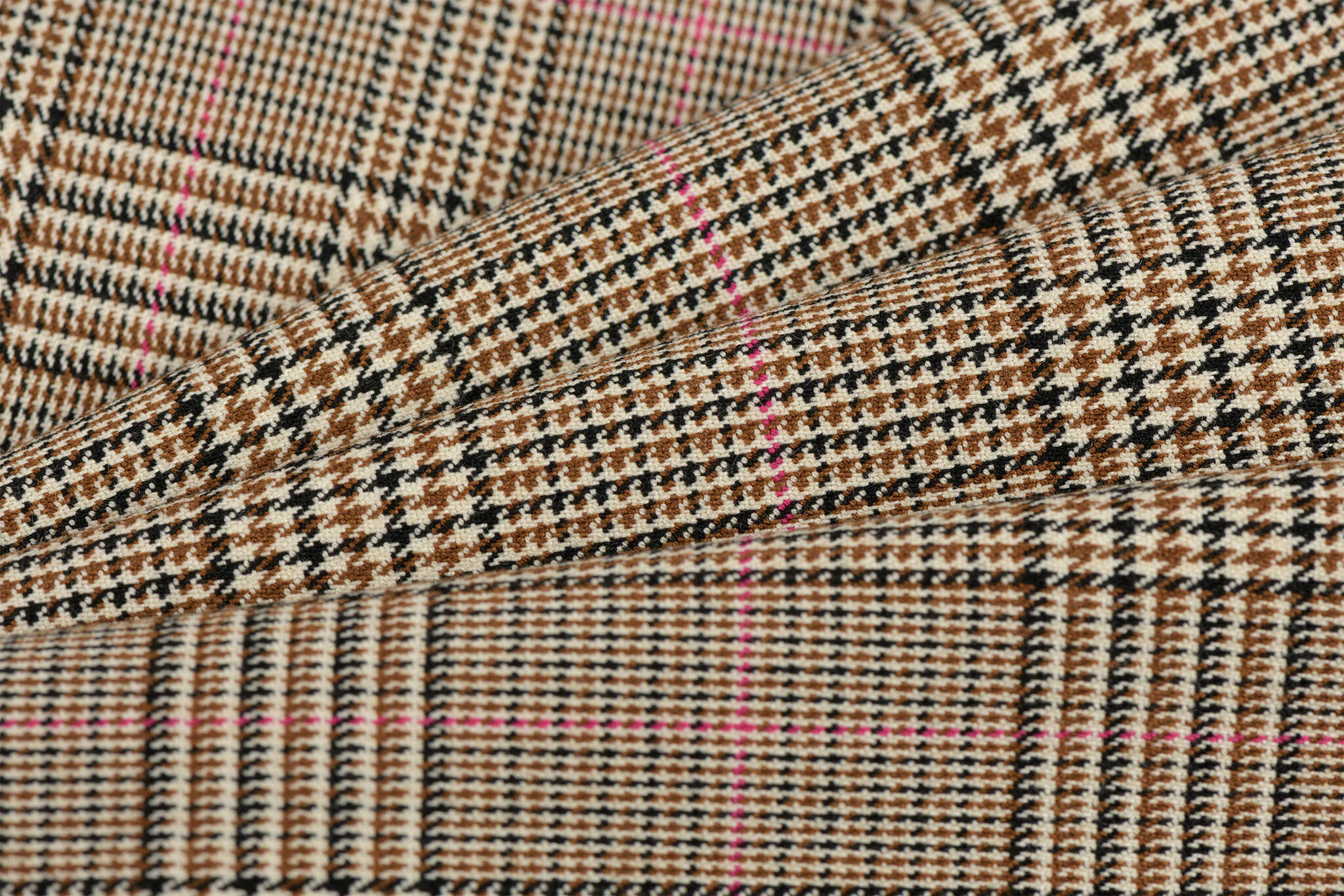 Schotse Ruit Stof Stretch - Camel Roze
