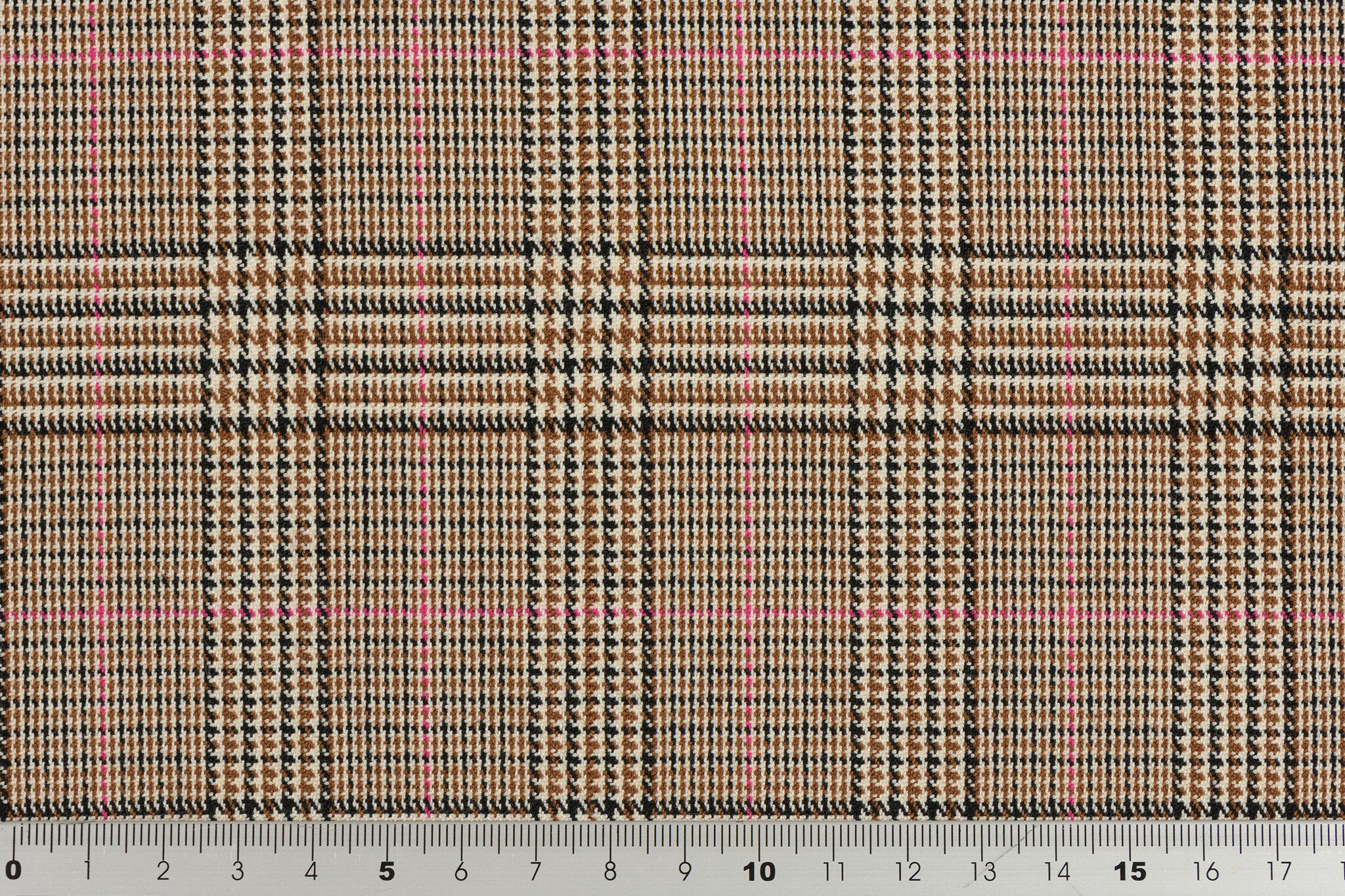 Schotse Ruit Stof Stretch - Camel Roze
