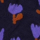 Teddy Stof Bloemen - Donkerblauw/Lila