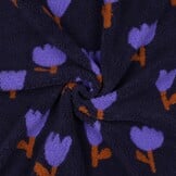 Teddy Stof Bloemen - Donkerblauw/Lila