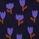 Teddy Stof Bloemen - Donkerblauw/Lila