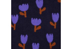 Teddy Stof Bloemen - Donkerblauw/Lila
