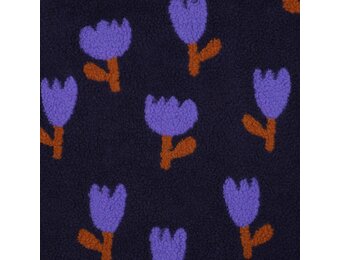 Teddy Stof Bloemen - Donkerblauw/Lila