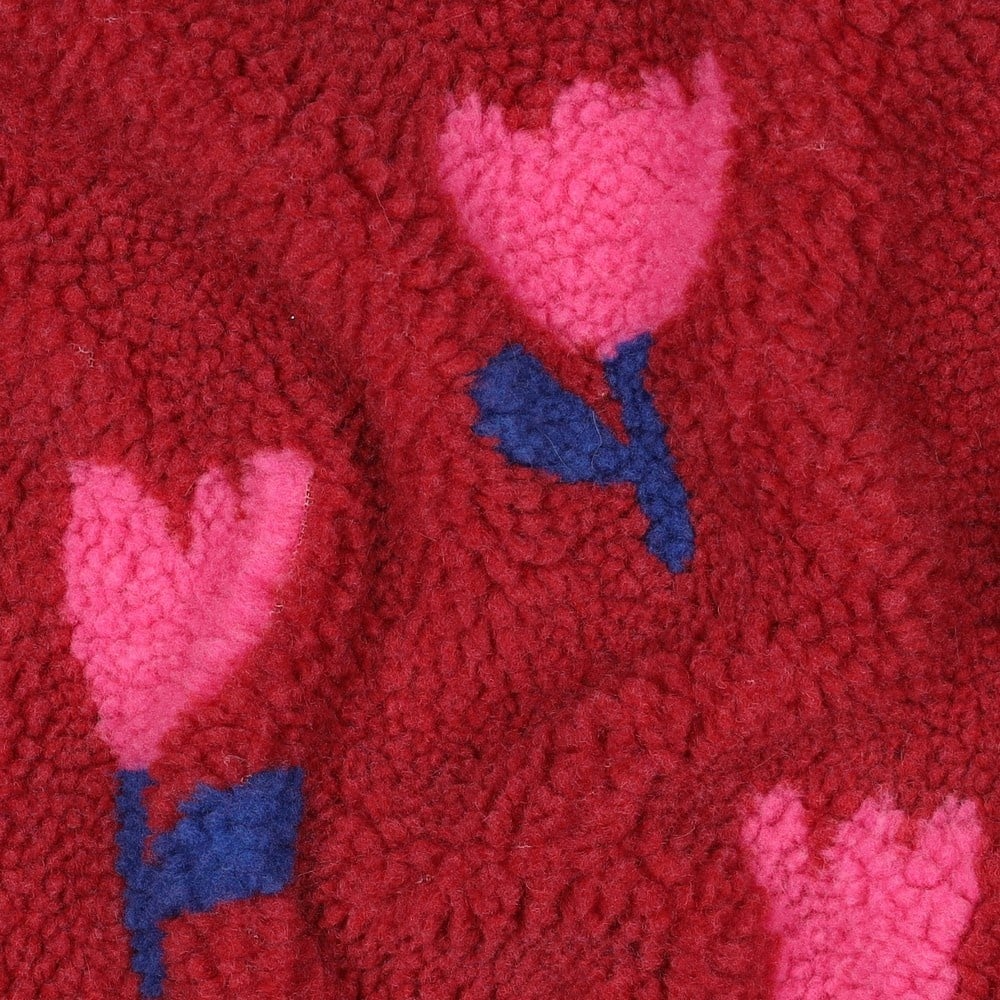 Teddy Stof Bloemen - Donkerrood/Roze