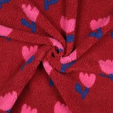 Teddy Stof Bloemen - Donkerrood/Roze