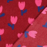 Teddy Stof Bloemen - Donkerrood/Roze