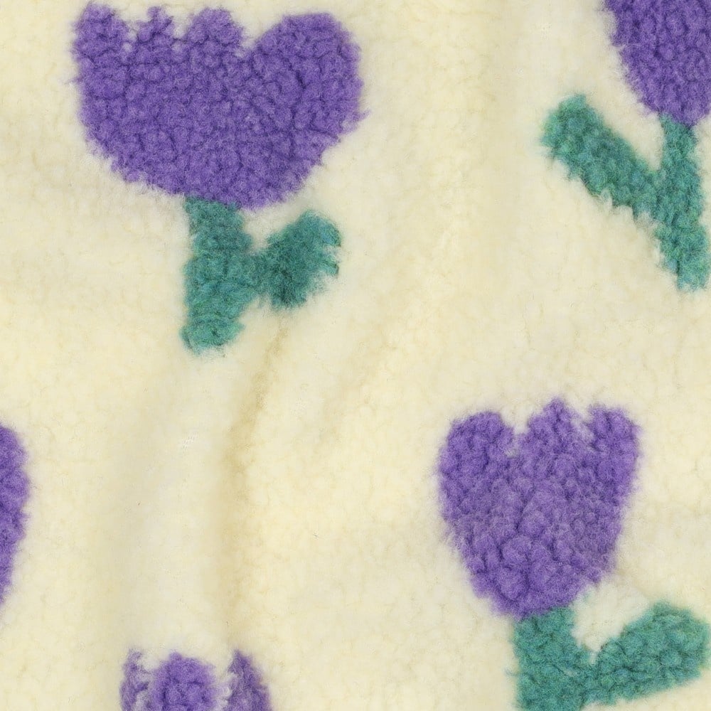 Teddy Stof Bloemen - Ecru/Lila