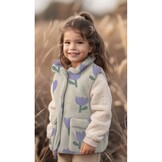 Teddy Stof Bloemen - Ecru/Lila