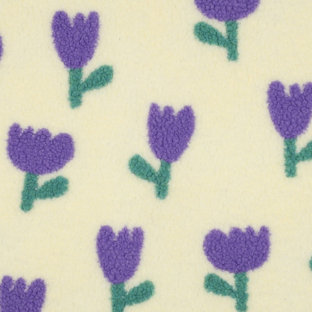 Teddy Stof Bloemen - Ecru/Lila